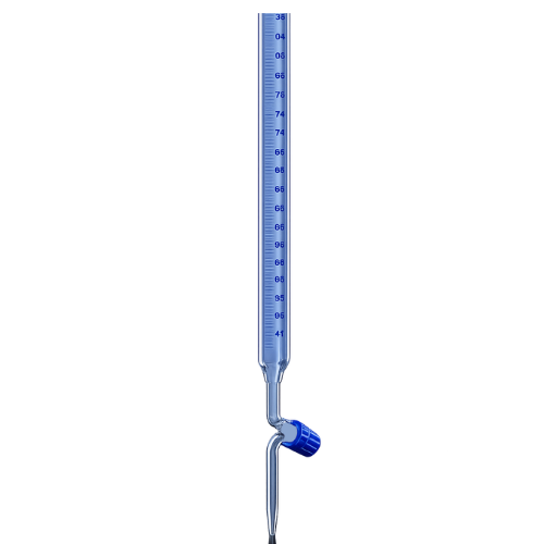 Burettes with PTFE needle valve stopcock Class AS, clear glass