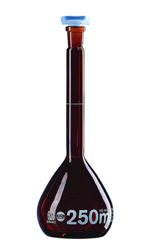 Trapezoidal Volumetric Flask, CLASS A, Amber Glass